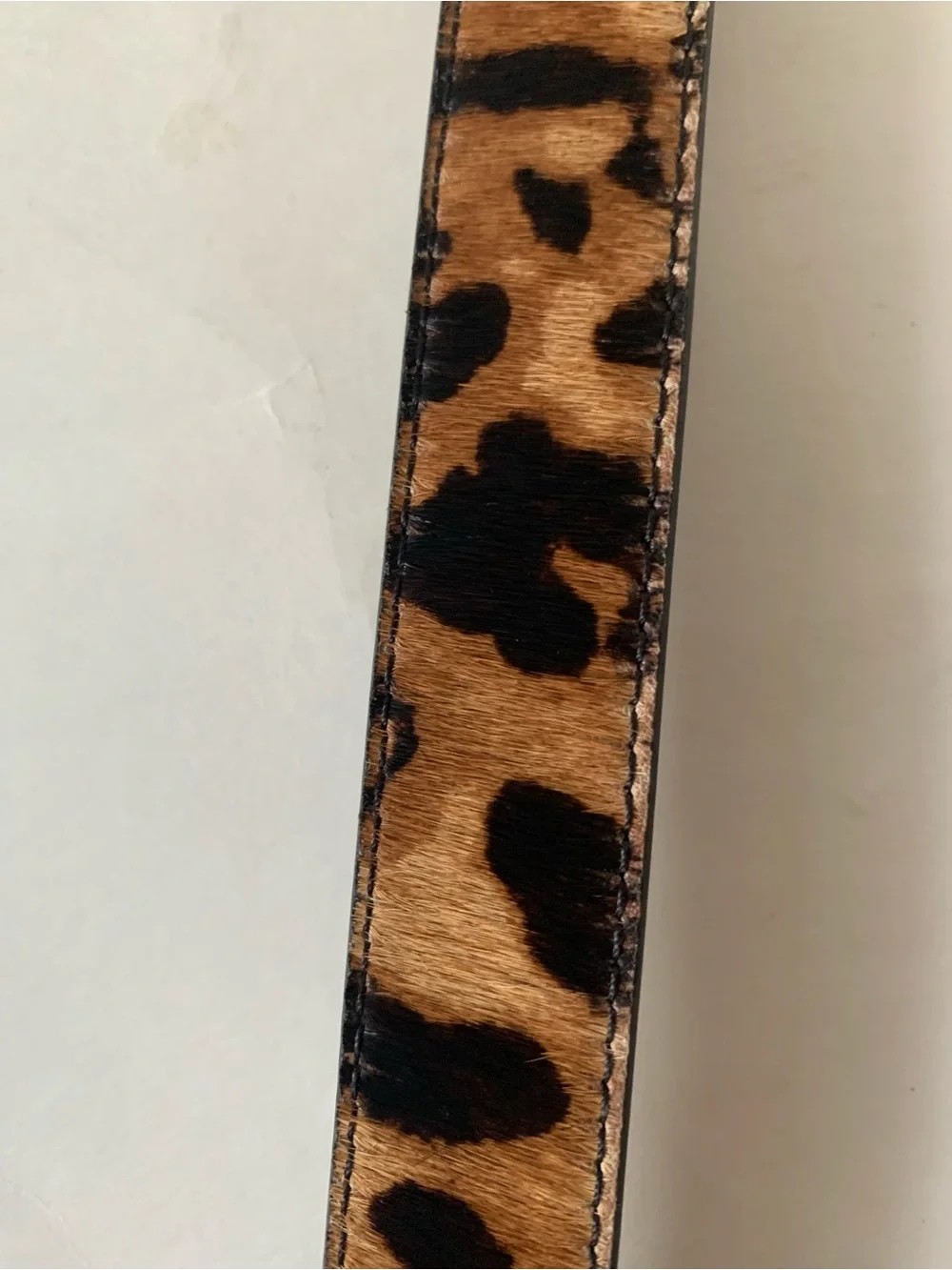 Ralph Lauren Leopard Haircalf Belt with Gold Buckle
